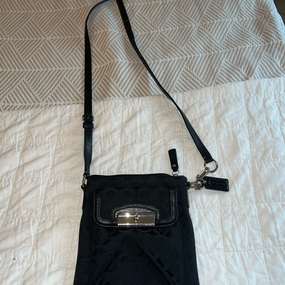 Coach Black Crossbody Bag with Silver Accents